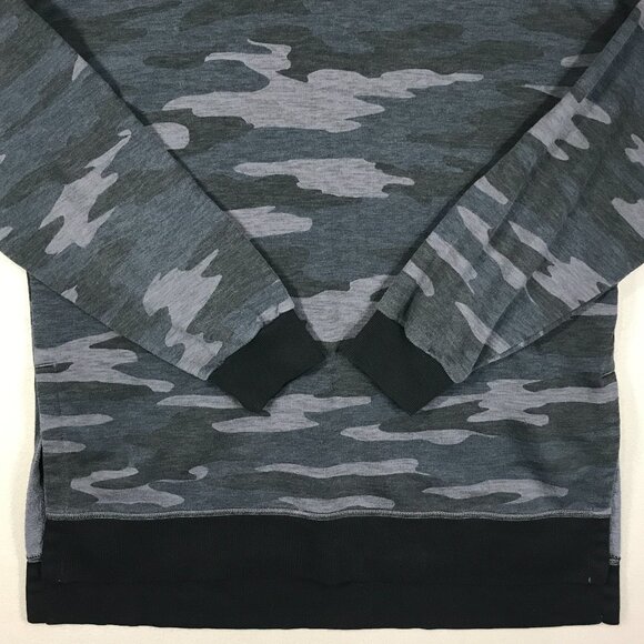Old Navy Sweatshirt Women's Medium Gray Black Camo Pullover Crew Long Sleeve Gym - Picture 5 of 14